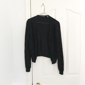 Vintage Moda International Black Lace Button Up Cardigan